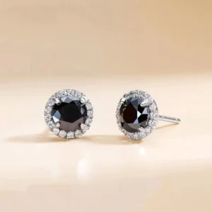 RENSINO 0.5 1 Carat 925 Sterling Silver Moissanite Earrings Women Fashionable Trendy Design Elegant Temperament Black Bag Luxury Niche