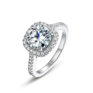RENSINO 0.5 Carat Luxury Engagement Wedding Ring Fine 925 Sterling Silver 1.5ct Moissanite Diamond Jewelry Rings for Women