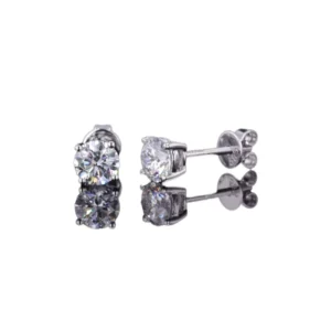 RENSINO 0.5ct 1ct Lab Grown Diamond Women’s Fine Stud Earrings 18K White Solid Gold 925 Silver D VVS2 IGI Certified Brilliant Cut