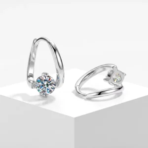 RENSINO 0.5ct Moissanite Earrings 925 Sterling Silver Twisted Curve Hoop Studs Women Stylish Luxury For Certified Jewelry Factory Price
