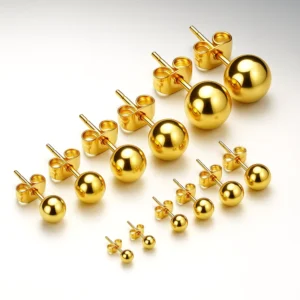 RENSINO 0.8MM 316L Ball Stud 20G Stainless Steel 18K PVD Gold Plated Rose Gold & Silver Earrings Waterproof Hypoallergenic Durable