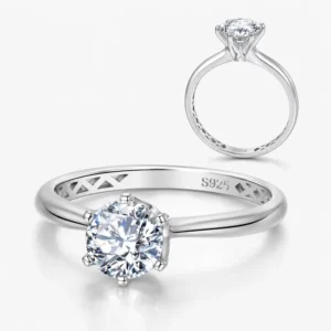 RENSINO 1 Carat D Color Moissanite Ring Jewelry Women 925 Sterling Silver Ring Wedding Engagement Fine Rings Designer