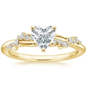 RENSINO 1 Carat Moissanite Adjustable Split Shank Halo Engagement Ring Wedding Promise 14K Yellow Gold Ring for Women
