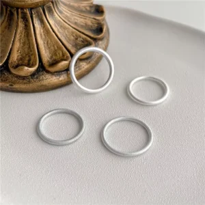 RENSINO 1 Piece HK Size 925 Sterling Silver Round Frosted Stackable Finger Rings for Party Gifts Jewelry