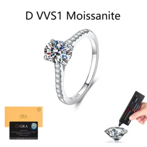 RENSINO 1.5CT Oval D VVS1 Moissanite Ring 925 Sterling Silver Engagement Ring for Women With GRA Certification Customized Jewelry