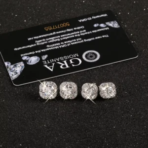 RENSINO 1.5ct 2ct Flower Moissanite Stud Earrings 925 Sterling Silver Rhodium Plated Zircon Earring Stud Jewelry for Woman Man