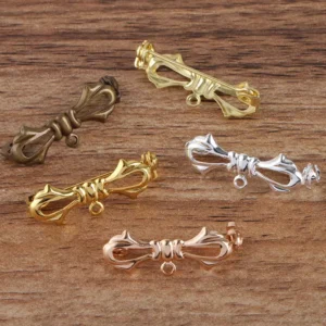 RENSINO 10*28mm Brass Butterfly Brooch Pin with Loop DIY Rhinestone Clasp Pin Findings for Jewelry Making Garment Decoration