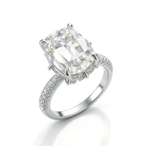 RENSINO 10 Carat Big Synthetic Moissanite Women’s Ring Retro Instagram Style Rhodium Plated 925 Silver Cushion Cut NOVA