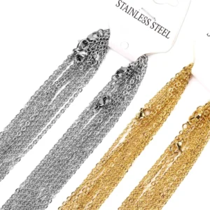 RENSINO 10 Pcs lot Stainless Steel O Shaped Necklace Jewelry Chain Width 2.0 Silver Gold Rose Gold Chain Necklace for Jewelry Making