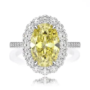 RENSINO 100% 925 Sterling Silver Created 3CT 8*12 Zircon Gemstone Wedding Ring Engagement Party Fine Jewelry