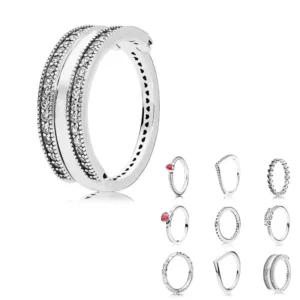 RENSINO 100% 925 Sterling Silver Love Heart Ring for Women Jewelry