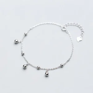 RENSINO 100% Real 925 Sterling Silver Beads Charm Anklets for Girl Women Fine Jewelry