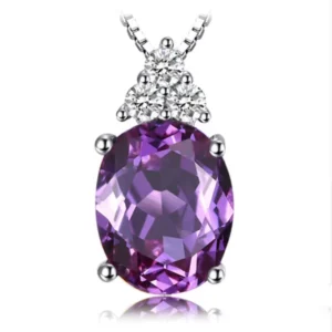 RENSINO 100% Sterling Silver Purple CZ Amethyst Necklace Earring Women Jewelry 925 Silver Fine Zircon Jewelry Set