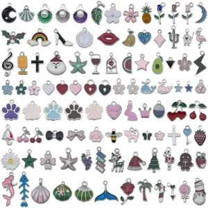 RENSINO 100 pcs lot Various Colors Alloy Enamel Charms For Jewelry Making
