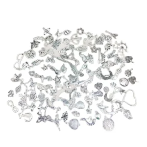 RENSINO 100pcs Smooth Tibetan Silver Metal Charms Hip Hop Pendants DIY for Necklace Bracelet Main Material Alloy for Making Crafting