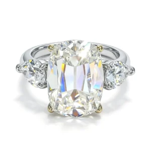 RENSINO 10Carat Synthetic Moissanite Ring 10*14 Cushion Cut Rhodium Plated Women’s Luxury Classic Vintage S925 Sterling