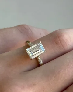 RENSINO 10K 14K 18K Gold Ring Custom Fine Ring Design 925 Sterling Silver Ring Emerald Lab Grown Diamond Ring Engagement Rings for Women