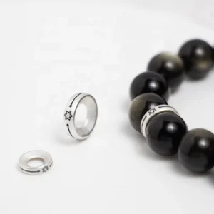 RENSINO 10Pcs Vintage Silver Hexagram Donut Spacer Beads Antique Silver Spacers for DIY Pearl Bracelet Jewelry Findings