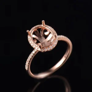 RENSINO 10k 14k 18k Solid Gold Sterling Silver With Lab Diamond Moissanite Ring Setting Semi Mount Rings Mounted Jewelry