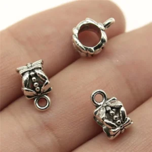 RENSINO 11x7x6mm 0.8g Antique Silver Zinc Alloy Pendant Bails Connector Charms for DIY Jewelry Making