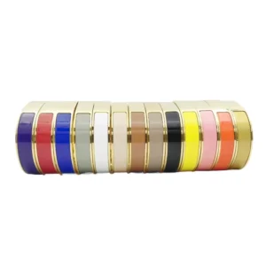 RENSINO 12mm Width 17cm 19cm Stainless Steel Bracelet Fashion Jewelry Letter H Enamel Bangle Birthday Gift