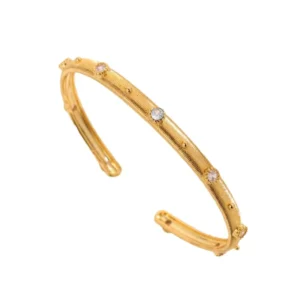 RENSINO 14K Gold Filled C Shape Rigato Hexagram Open Bangles Diamond Zircons Stackable Cuff Bracelets Non-fading Jewelry