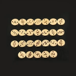 RENSINO 14K Gold Filled Double Hole 26 English Letter DIY Permanent Jewelry Making Charms