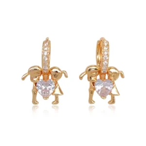 RENSINO 14K Gold Plated Huggie Earrings Fashion Hoop Earrings for Girl Crystal Boy Earrings Love Heart Earrings for Women Jewelry