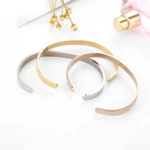 RENSINO 14K Gold Plated Stainless Steel Classic Slim Geometric Open Cuff Bangle Office Chic Daily Commute Jewelry Women