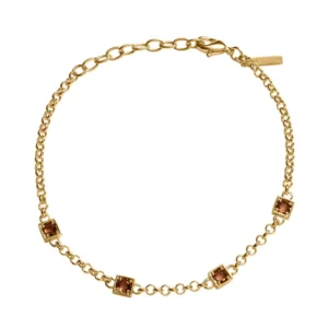RENSINO 14k Adjustable Gold Bracelet With Brown Cubic Zirconia 925 Sterling Silver Bracelet Vermeil Jewelry For Women’s Wedding Occasion