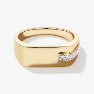 RENSINO 14k Gold Diamond Accent Men Signet Rings Custom Rings Designer Fashion Jewelry Rings 925 Sterling Silver Men Jewelry
