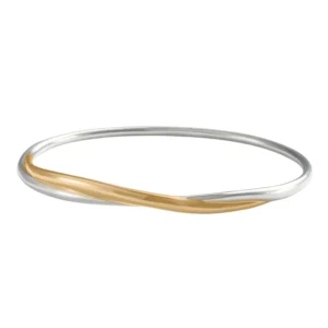 RENSINO 14k Gold Mixed Metal Bangles Fashion Jewelry Chunky Bracelets Bangles Dainty Charm Sterling Silver Bracelet Bangles