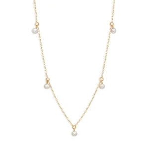 RENSINO 14k Gold Plated 925 Silver Freshwater Pearl Charm Necklace