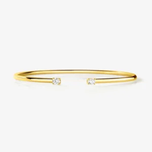 RENSINO 14k Gold Round Diamond Cuff Bangles 925 Cuff Bangle Fashion Jewelry Minimalistic Dainty Charm Sterling Silver Bracelet Bangles