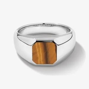 RENSINO 14k Gold Tigers Eye and Malachite Square Signet Rings Designer Fashion Jewelry Rings 925 Diamond Legacy Rings Jewelry Luxury