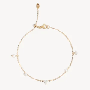 RENSINO 14k Gold Vermeil Bracelets With Pearl Diamond 925 Sterling Silver Bracelets For Women Trendy Gift & Party Jewelry