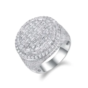 RENSINO 15358 Fashion Jewelry 925 Sterling Silver Iced Out Moissanite Hip Hop Men VVS Ring