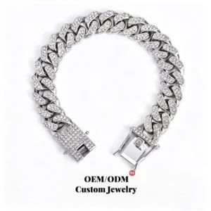 RENSINO 18K/24K Hip-Hop Brilliant Cut Moissanite Tennis Chain Bracelet Watch Strap 925 Silver Cuban Zinc Alloy Bracelet