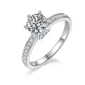 RENSINO 18K Gold Moissanite Women’s Micro inlaid Geometric Shape Nature Style Wedding Ring Gift for Girlfriend Anniversary Business Gift
