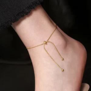 RENSINO 18K Gold Plated Adjustable Snake Chain Anklet for Women Waterproof Hypoallergenic Non Fading