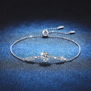 RENSINO 18K Gold Plated Bracelet 925 Sterling Silver for Women Custom 1ct Moissanite Bracelet