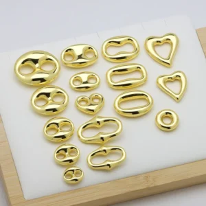 RENSINO 18K Gold Plated Polished Pig Nose Heart Shaped Copper Fashion Jewelry Findings Components of String Bracelets