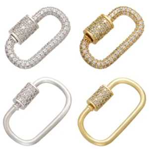 RENSINO 18K Gold Plated Screw Carabiner Clasp Connection Lock Oval Shape Lobster Clasp for Bracelet Necklace Making