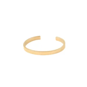 RENSINO 18K Gold Plated Stainless Steel Women’s Symmetrical Twill Stripe Cuff Bracelets