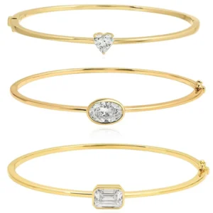 RENSINO 18K Gold Plated Women Thin Bangle Trendy Jewelry Brass Heart Oval Rectangle 5A Zircon Wedding Gift Bracelet Bangles
