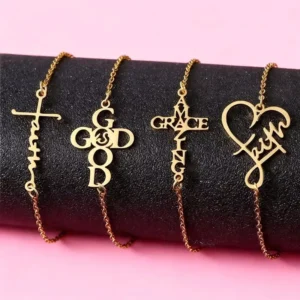 RENSINO 18K Gold Plating Creative Religious Cross Bracelet Pendant for Women Men Stainless Steel Christian Jewelry Gifts