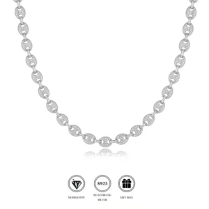 RENSINO 18K Gold VVS Full Moissanite Pig Nose Cuban Necklace GRA Certified 925 Silver Starry Hip Hop Jewelry