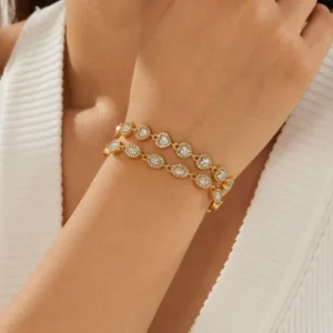 RENSINO 18K Gold Women’s Bracelet Vintage Stainless Steel Zircon Geometric Bracelet
