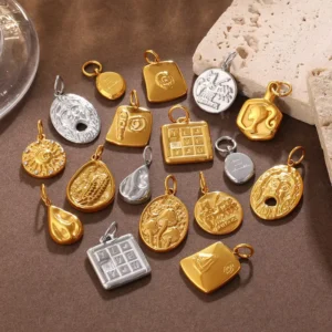 RENSINO 18K Religious Pendant Custom Logo Necklaces Stainless Steel Pendant Jewelry