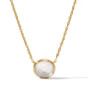 RENSINO 18k Gold Plated 925 Silver Fashion Fine Jewelry for Women Iridescent Clear Crystal Nassau Solitaire Necklace